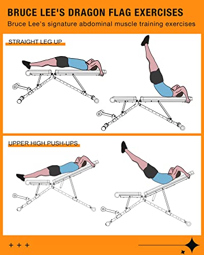 Barwing 10-7-4-3 Weight Bench Adjustable Exercise | 800 Lb Heavy Incline Decline Bench Press For Home Gym More Stable And Posture Adjustments | 5 Min Easy Assembly Foldable Training Lifting Bench | Dragon Flag Handle For Abdominal Arm Workout #TOP3