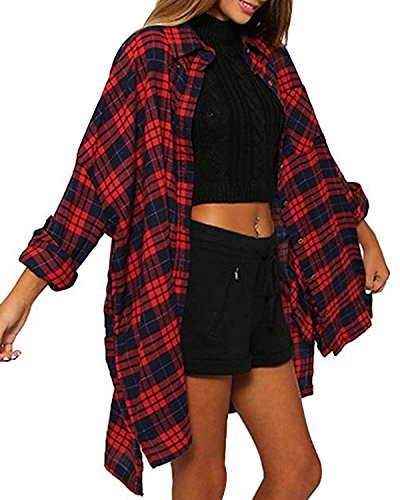Minetom Donna Manica Lunga Universitaria Plaid