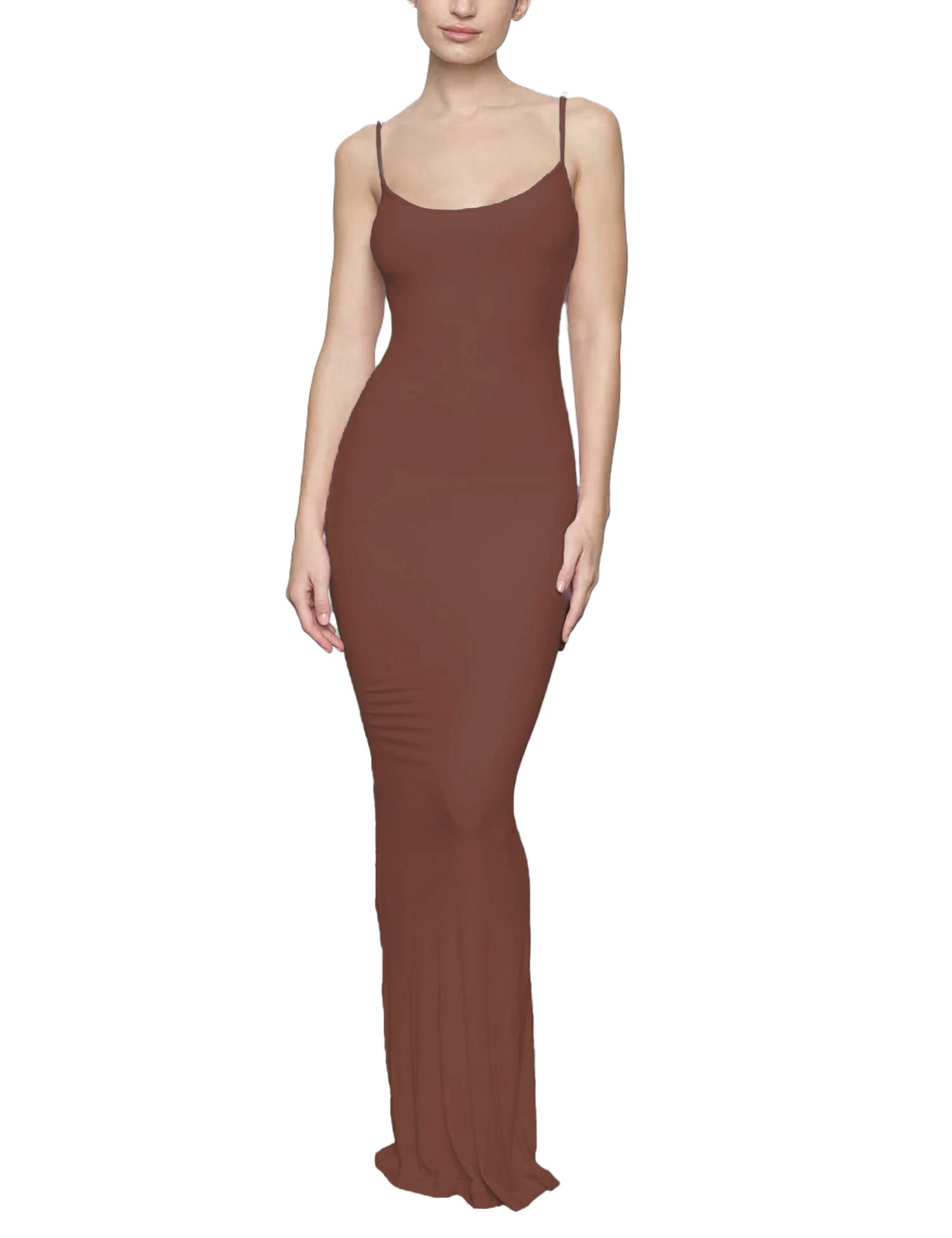 ALOYGUZ Women's Chic Maxi Bodycon Dress Sculpt Your Curves Long Slip Dresses