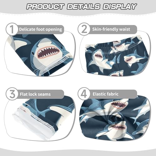 Sharks Girls Leggings Toddler Doodles Cartoon Kids Yoga Pants Dance Active Tights 4T3