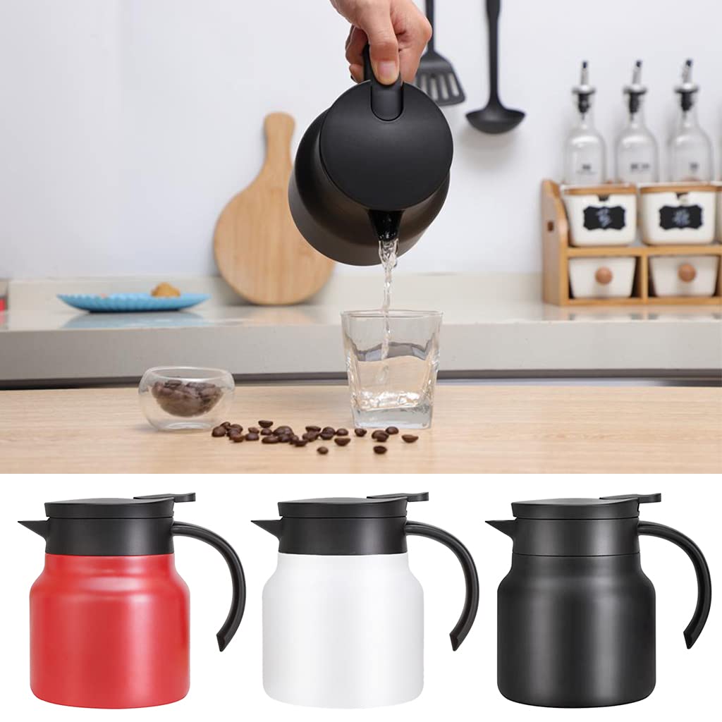 SZYDD Thermal Coffee Tea Stainless Steel Double Wall Cool for Touch Handle Retention Nonslip Silicone Stainless Steel Double-Layer Thermal Insulation Coffee Pot