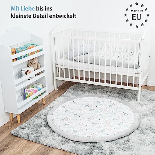 Vloerkussen kinderen 100 cm - gezellige hoek kinderkamer vloermatras rond kruipdeken voor baby gewatteerde uilen - Afbeelding 7