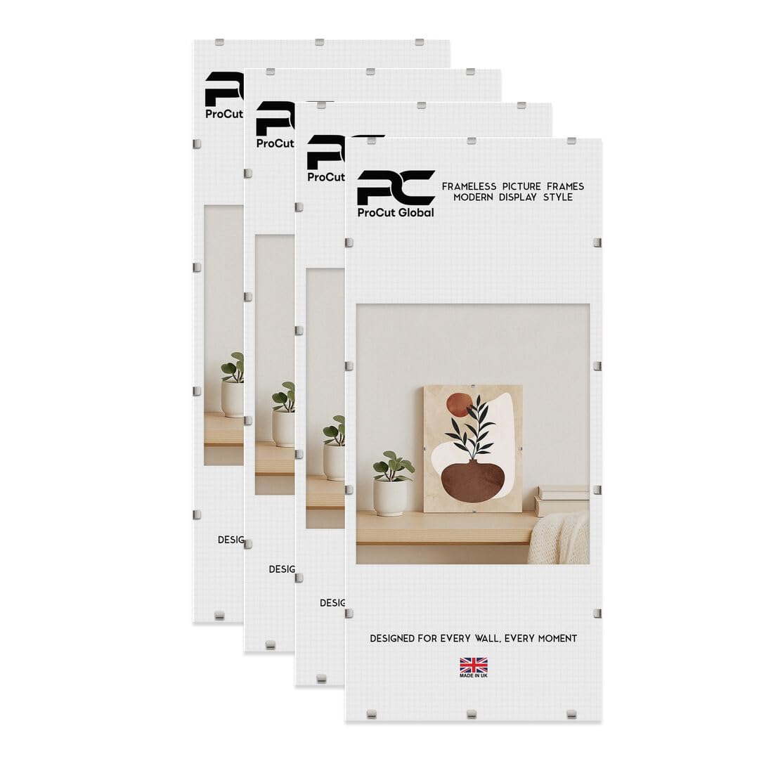 Procut Global 98x33cm Frameless Clip Picture Frames For Photos - Pack of 4 — image 1