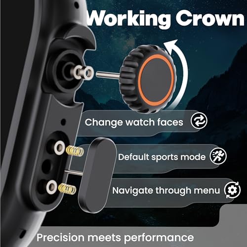 Image of GOBOULT Crown Pro Smart Watch 2.01'' AMOLED, BT Calling, Working Crown, AOD,Zinc Alloy Frame,650Nits Brightness, AI Voice Assistant, SpO2 Monitoring, 120+ Sports Mode(Midnight Black)