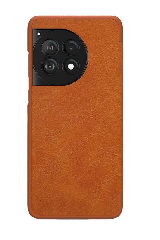 Image of WHITBULL PU Leather Magnetic Premium Flip Cover with 2 Card Slot Compatible with OnePlus 12 5G / One Plus 12 5G - Brown