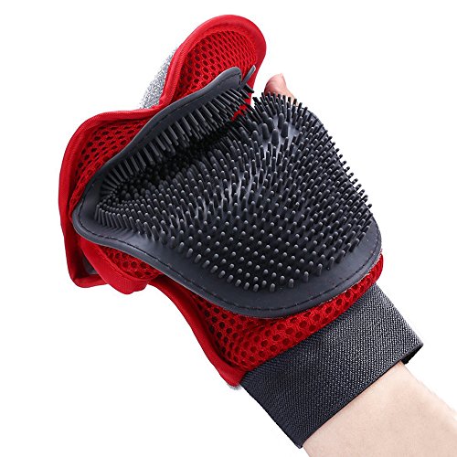 S-LINKEY Pet Grooming Deshedding Glove Hair Removal Mitt for Dog Cat, Multifunction Pet Hair Removal Gloves Massage Shower Bath Brush