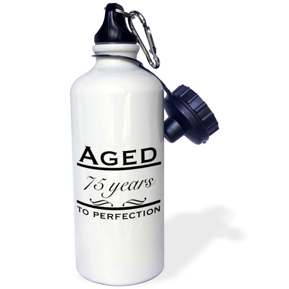 3dRose Aged 75 years to perfection Sports Water Bottle 21 oz White