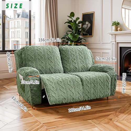Image of JOKIVTOU Loveseat Recliner Covers 6 Pieces Reclining Sofa Slipcovers with Pocket& Elastic Bottom, 2 Seaters Lazy Boy Non Slip Love Seat Sofa Couch Slipcover, Thick Soft Feel, Washable