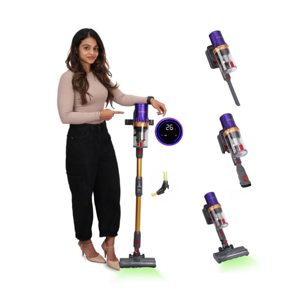 STARQ Flexibend Vacuum Cleaner 2in1 Handheld & Foldable Stick, Laser Guided Brush 400W Touchscreen & 28 Kpa Strong Cyclonic Suction, HEPA Filter Cordless Bagless & Rechargeable Upto 60min Runtime-image-30