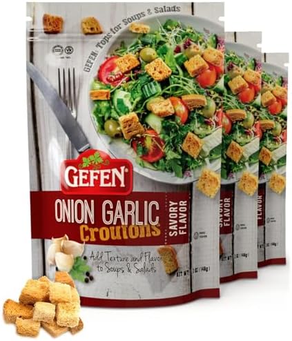 Gefen Savoury Onion Garlic Caesar Croutons 148g (Pack of 3) | Dai...