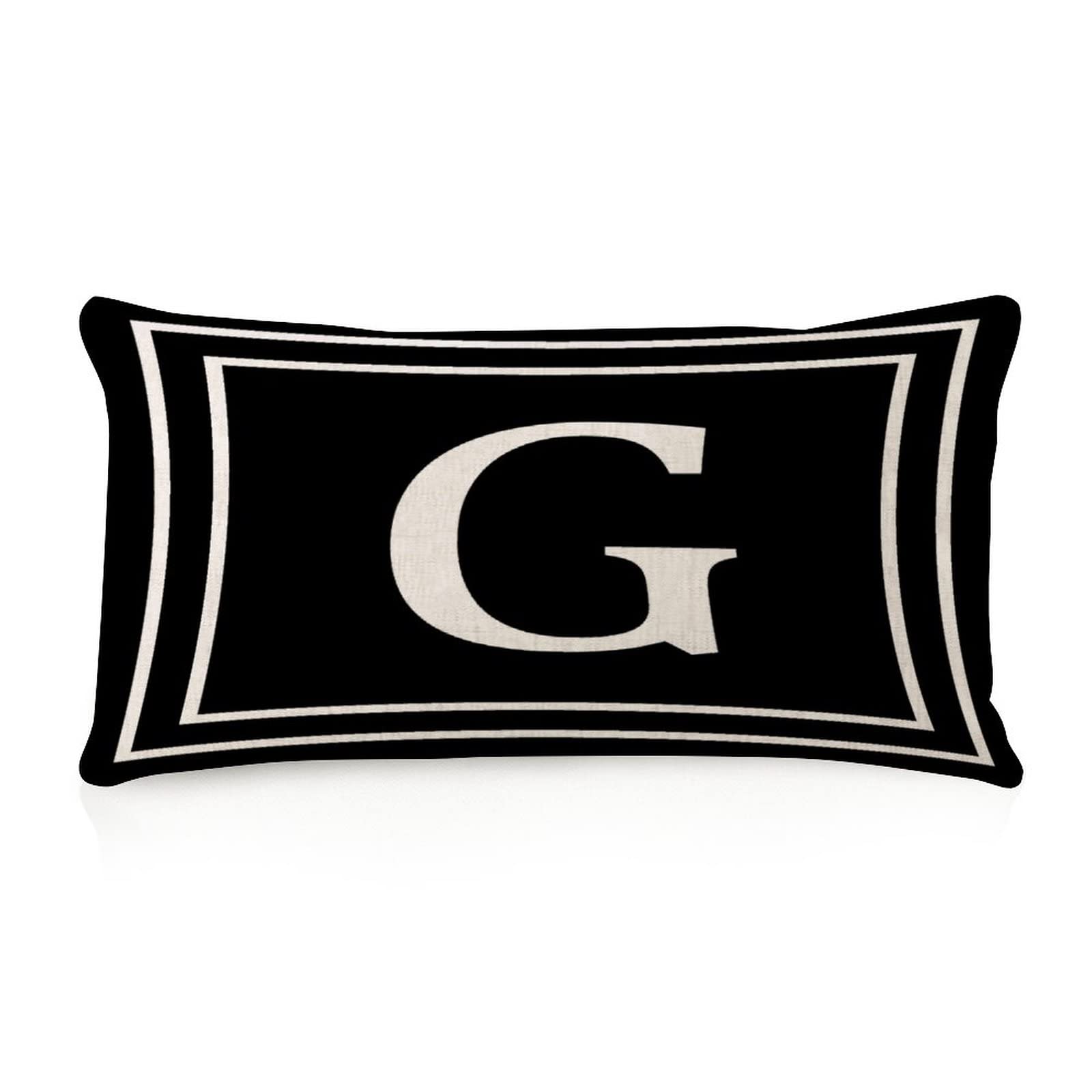 Initial Letter G Monogram Body Pillow Cover Two Side Printed 12x20in Linen Aztec Toss Long Pillow Sham English Alphabet Monogrammed Rectangle Pillow