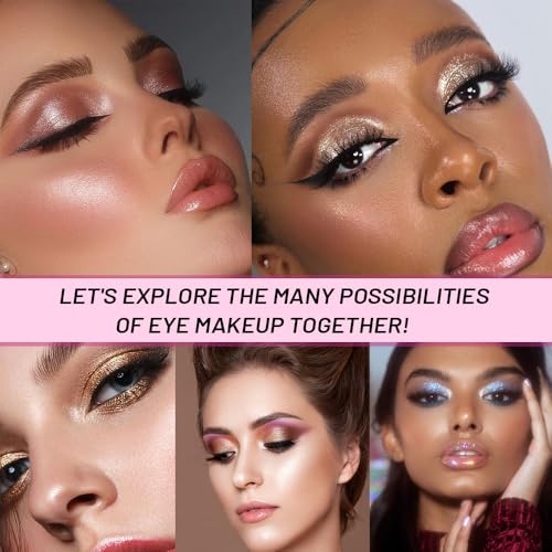 Image of WanTuoluo Sparkly Eyeshadow Palette for Women, Single Monochrome Eye Shadow Makeup, Shiny Pressed Cream Powder, Blendable Natural sombras para ojos, Holographic,Vegan,Travel (01-Glitter-Light Pink)