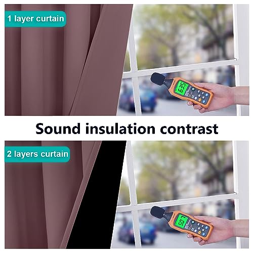 Image of NICETOWN 100% Blackout Short Curtains with Black Liners, 2 Panels, 37 inch W by 40 inch L, Dry Rose, Solid Thermal Insulated Full Blackout 2-Layer Lined Drapes, Energy Efficiency Window Draperies for Bedroom
