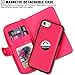 CASEOWL iPhone 8/iPhone 7/iPhone SE(2nd) Wallet Cases, [Large Capacity][Magnetic Detachable] 2 in 1 Zipper Pocket Leather Case with Wrist Strap, Kickstand, Cards Holder for iPhone 7/8/SE(2nd)-Hot Pink