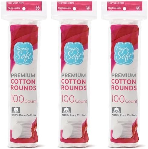 Medline Simply Soft Cotton Rounds (300 Count), 100% Cotton Absorb...