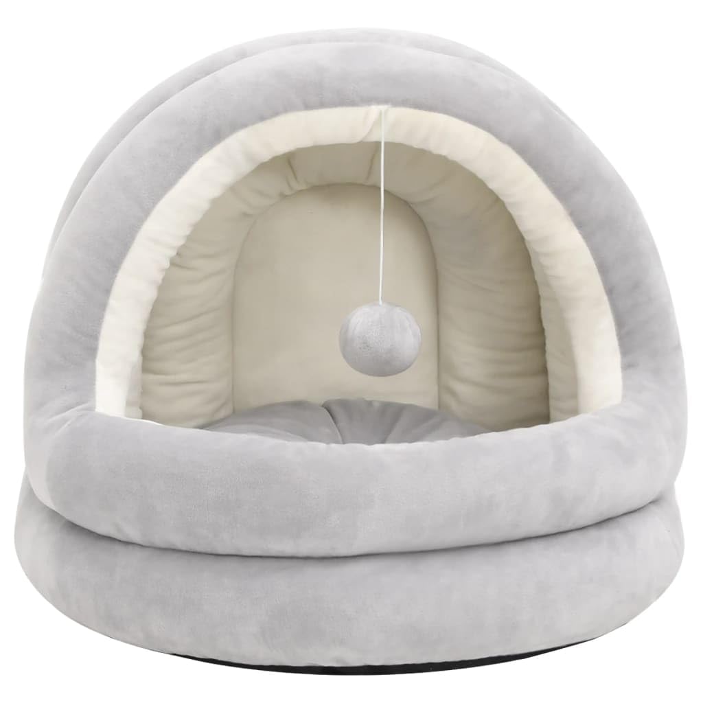 Katzenbett kuschelige Katzenhöhle 50x50x45 cm weiches Fleece Haustierbett für Katzen und kleine Hunde rutschfeste Unterseite mit Spielball