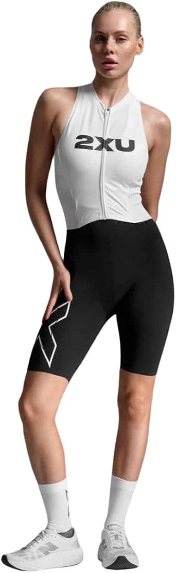 2XU Womens Light Speed React Tri Suit US, Alpha, Large, Regular, Regular, Standard, Black/White
