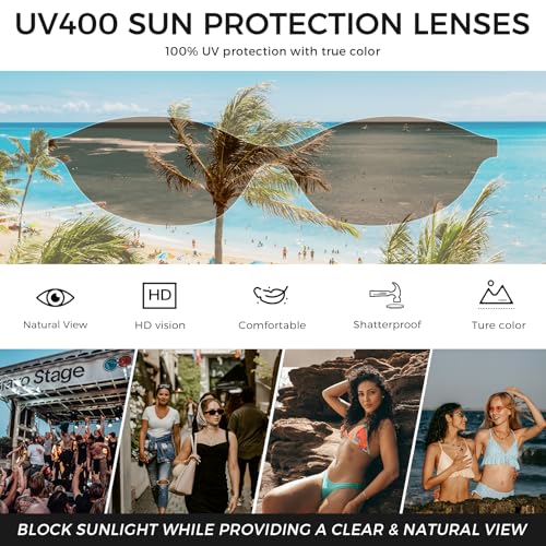 SUNGAIT Women's Retro Oval Sunglasses Chic Cat Eye 90s Style Lightweight UV Protection4