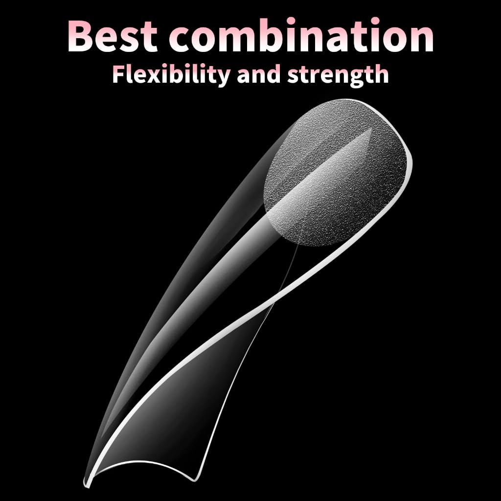 Long False Nails Clear Acrylic Coffin Shape 240pcs Full Covers Artificial Nails for Salons and Nails Art 12 Sizes