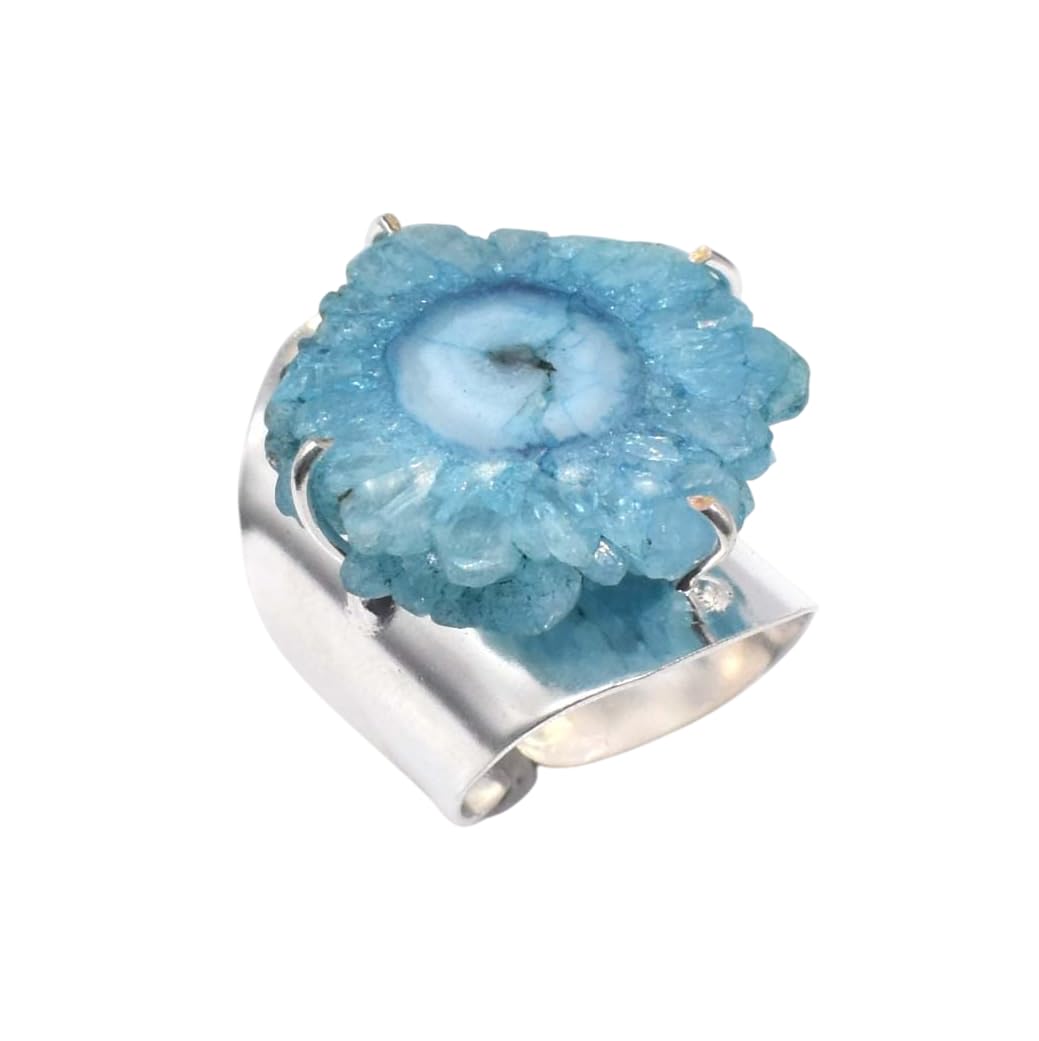 ridvik Solar Quartz Gemstone Silver Plated Fashion Cigar Band Adjustable Ring RIN-6280-picture-3