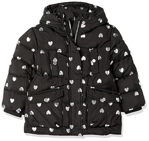 URBAN REPUBLIC Baby Girls Heavyweight Heart Print Hooded Puffer Jacket