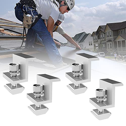 4 Stück Solarmodul Halterung, Solarpanel Halterung Endklemme Verstellbare, Befestigung Solarmodul Halterung mit Muttern Und Schrauben für Wohnmobile, Boote, Dächer, Wände(30mm) Cover