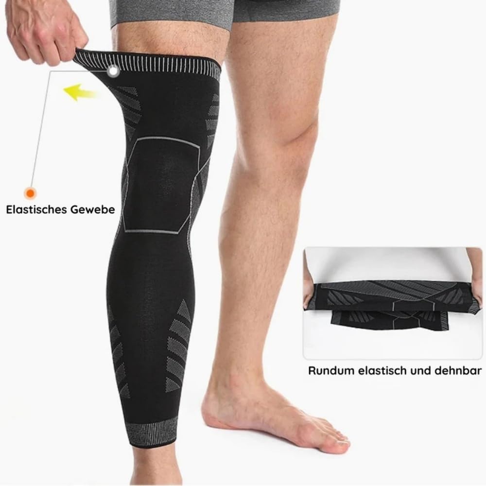FlexGuard Kompressionsbandage - Schluss mit Knie- & Beinschmerzen lang, rutschfest für Herren & Damen für Laufen, Basketball & Radfahren,Bein & Wadenstützen