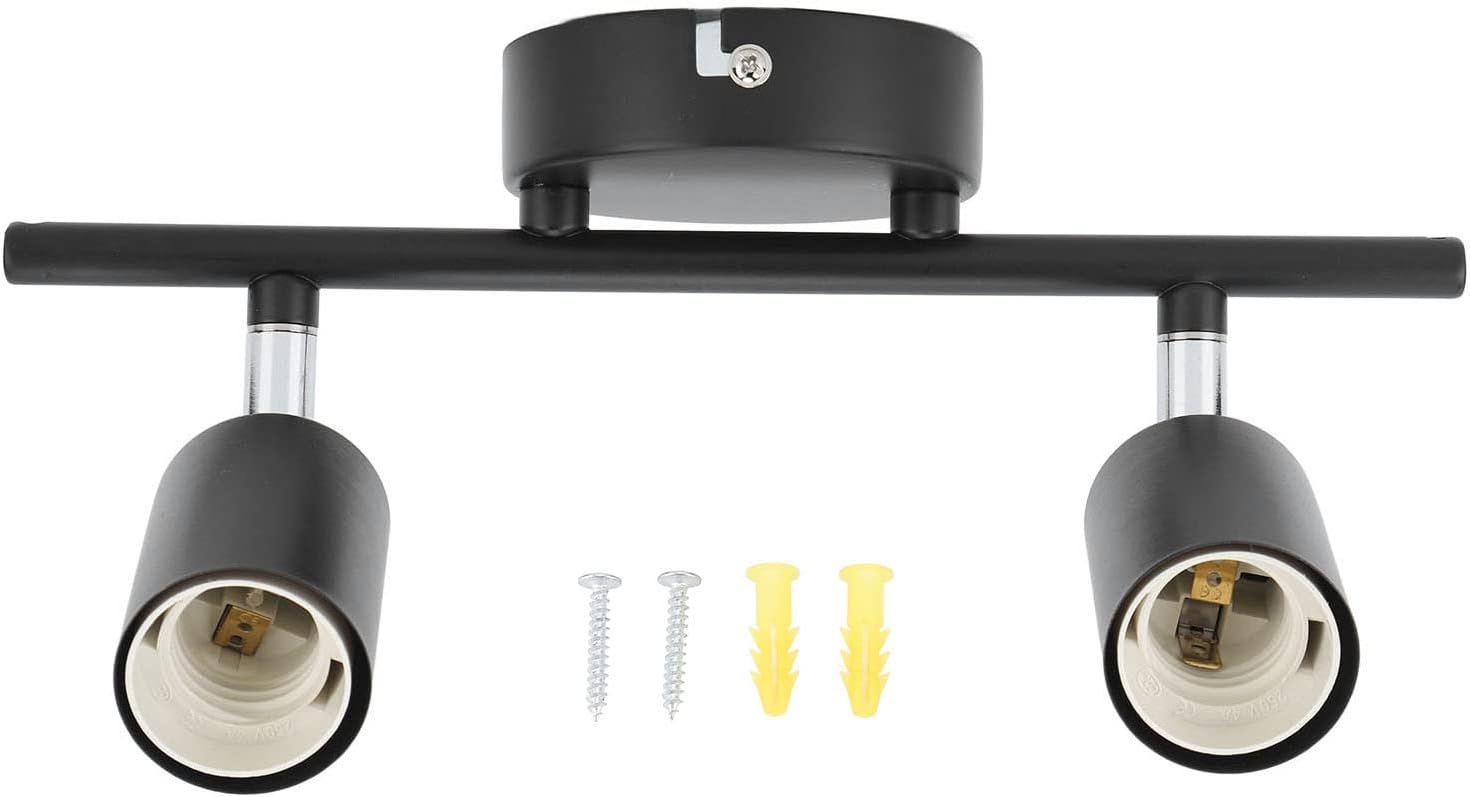 Ceiling Track Light Holder 2 Light Rotating Adjustable Lampholder Flush Mount for E27 Bulb LED Bulbs