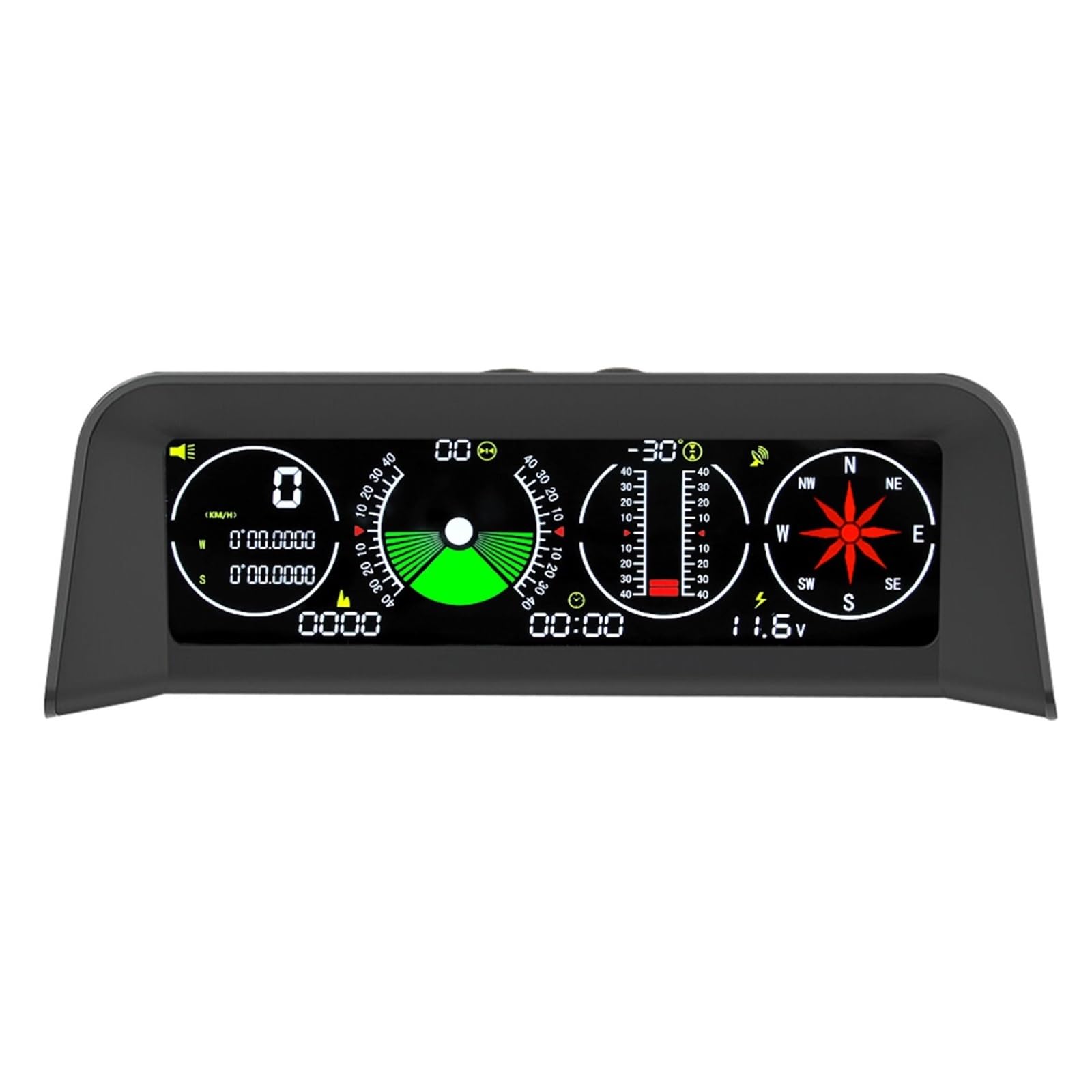 Pantalla Frontal De Coche X90, Inclinómetro De Brújula For Coche, Velocidad GPS 4 En 1, Medidor De Pendiente PMH KMH Con Alarma De Exceso De Velocidad For Todos Los Vehículos para todos los vehículos