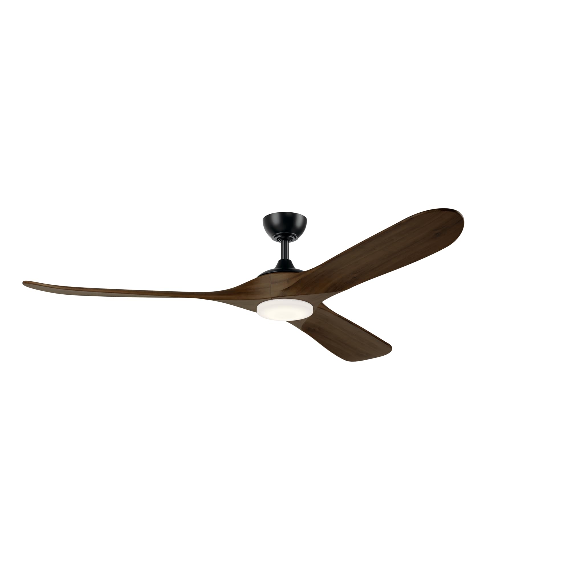 Mylo 70" Ceiling Fan with Satin Etch Cased Opal Glass in Satin Black with Aged Walnut Wood Blades, Modern, 6-Speed Remote Control, 310570SBK
