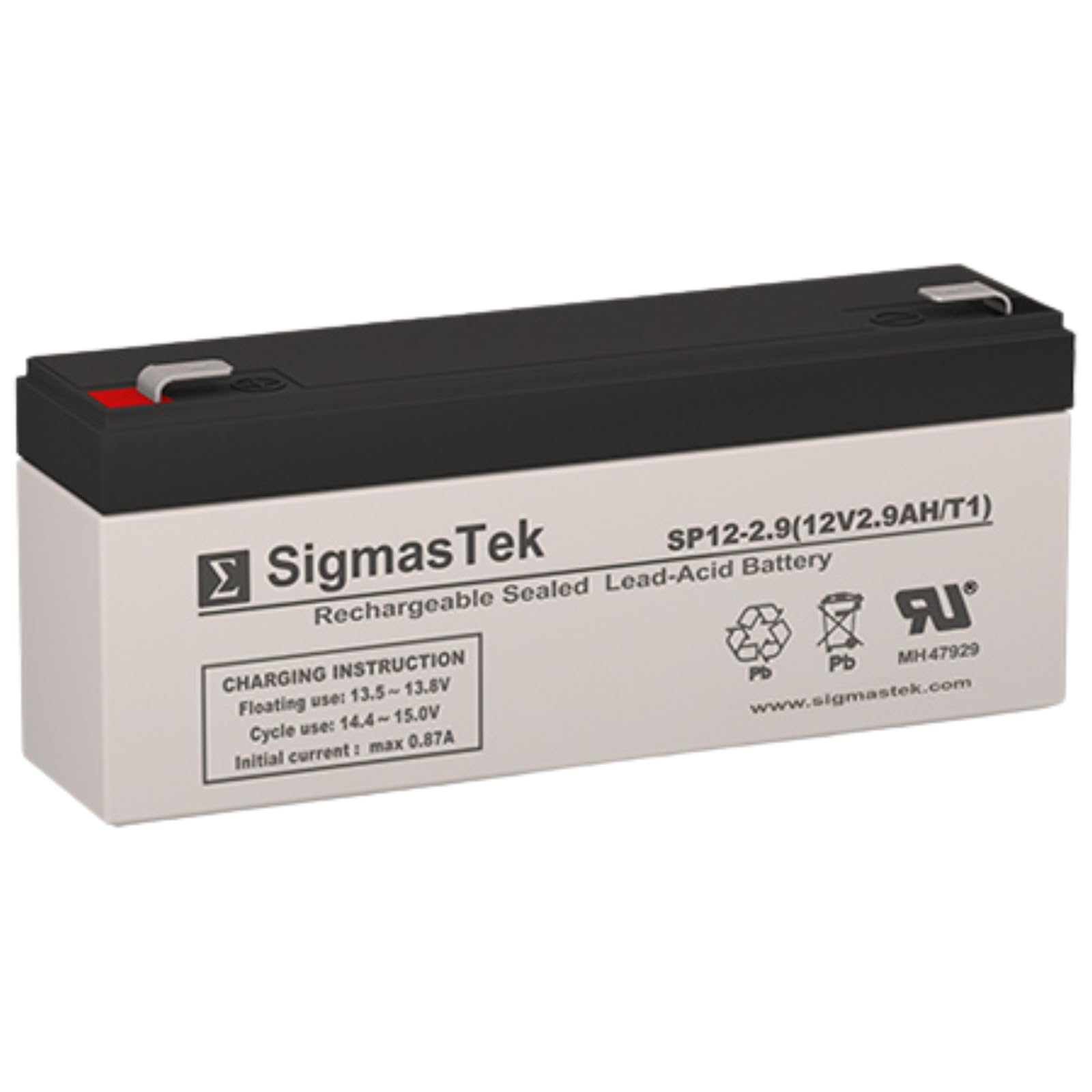 SigmasTek PS-1229-F1, PM1229, RB1229, CP12-2.6 Compatible SLA Battery, 12V 2.9Ah F1 SP12-2.9 (T1)