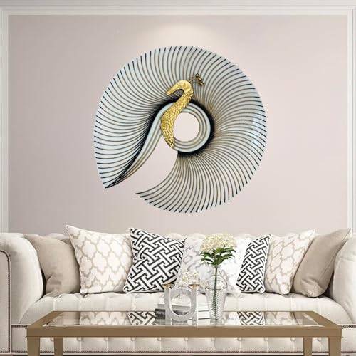 Image of SNS Decor Metal Peacock Wall Art Decorations | Modern Luxury Metal Wall Art Decor, | Perfect 3D Wall Sculpture For Living Room, Drawing Room, Restaurant, Hotel & Office (Design-047)