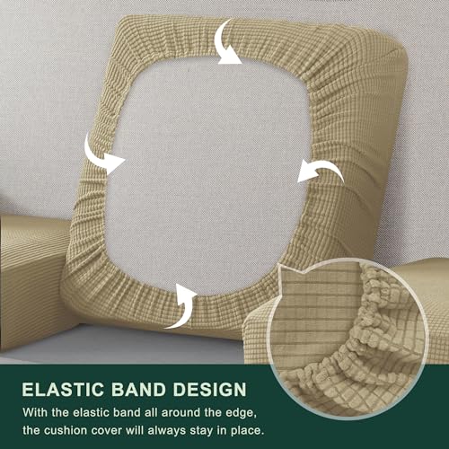Image of CHUN YI Stretch Chair Couch Cushion Cover Suitable for Armchair, Sofa Seat Slipcover with Spandex Jacquard Fabric(Small,Sand)