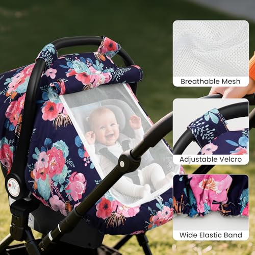 Image of Elstey Car Seat Cover Baby Boys & Girls, 3D Minky Dot Infant Carseat Canopy