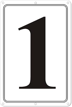 Premium Aluminum Number Signs 1, Metal 12" X 8" Numbered Signs Outdoor for Parking Lots, Floor, Dock, Court, Aisle, Field, High Visibility, No Fade, Weather-resistant
