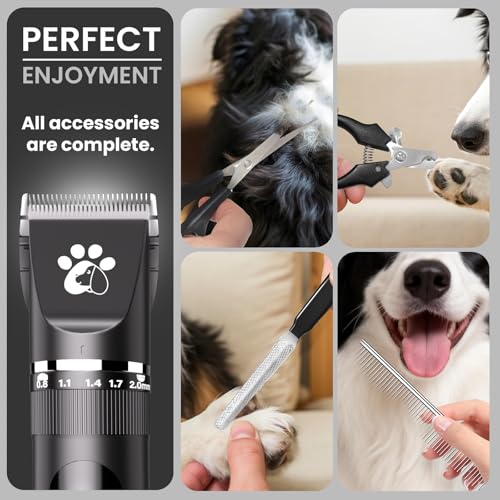 Image of Dog Clippers for Grooming, 3-Speed Low Noise Cordless Pet Grooming Kits with Ceramic Blades & LED Display for Dogs Cats Full Coat Hair