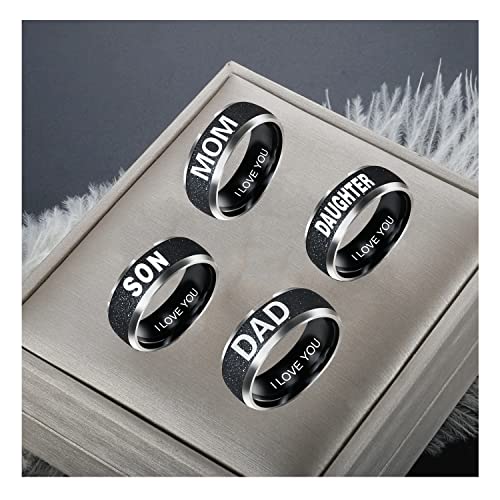 Stainless Steel Ring I Love You Rings For Mom，Dad，Daughter，Son，Promise Ring For Her Engraved Name Ring Wedding Family Mother Days Birthday Aniversary Jewelry Gifts For Women Mom Her Daughter (7, Son) #TOP4
