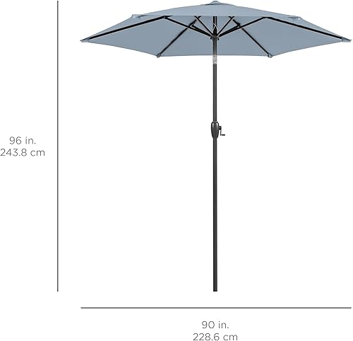 Vista 91 de Best Choice Products - Paraguas redondo para exteriores de alta resistencia (7.5 pies).