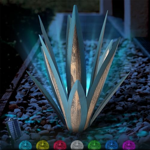 ASBEFORE 21.6Inch Metal Agave Plants Outdoor Decor - Cactus Yard
