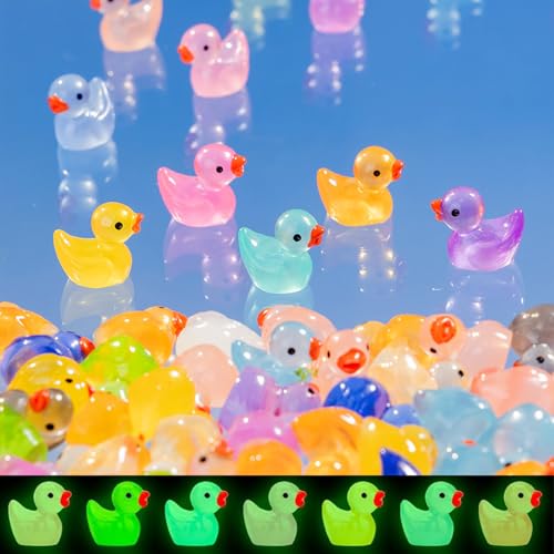 Caija-H Lot de 130 Mini Canard en résine Mini Canards - Petites Figurines Miniatures Figurines De Canard Figurines Miniatures Décoration pour Bricolage - Aquarium Jardin Paysage - Maisons de poupée