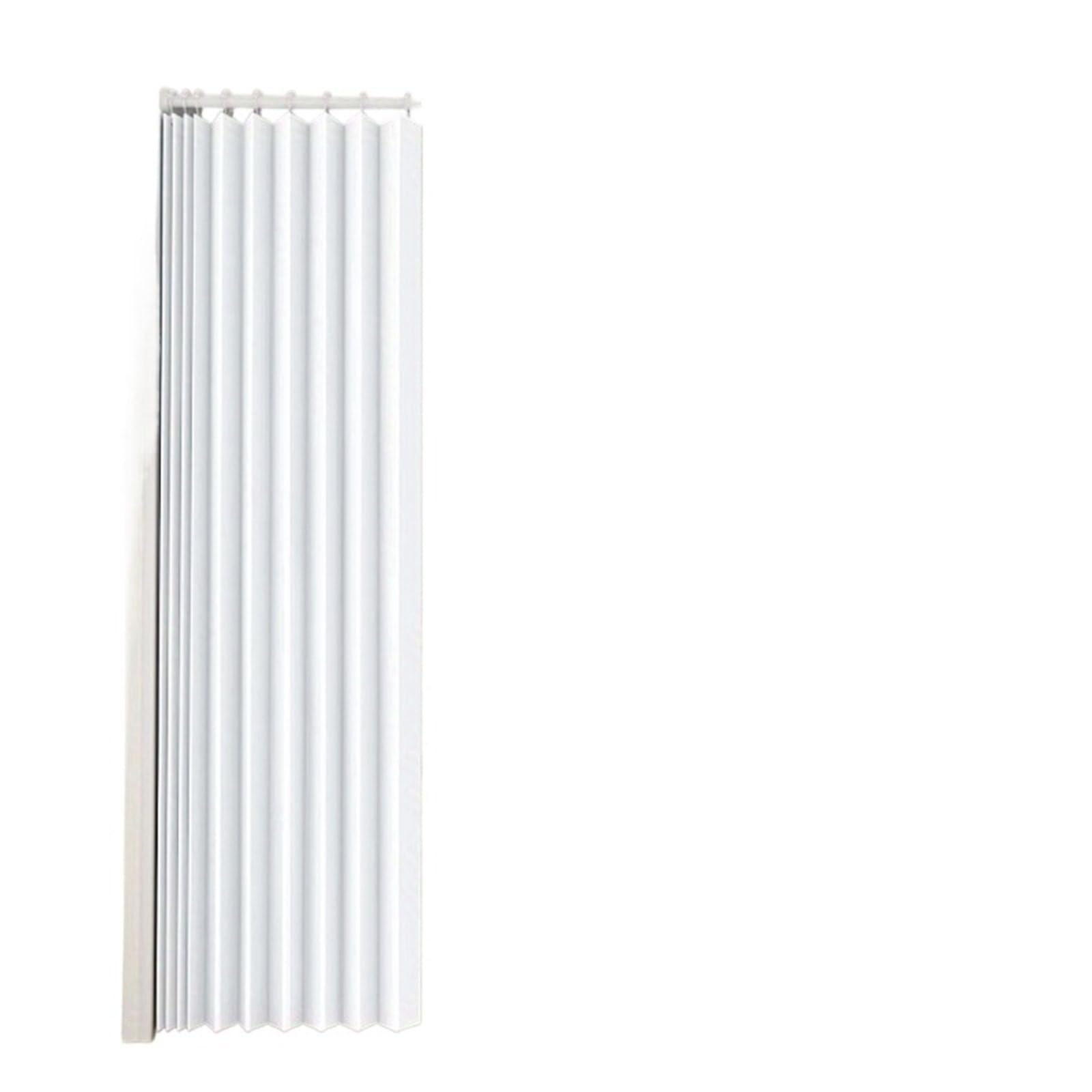 WEQYFDC Blackout Door Curtains Folding Accordion Door Curtain Pleated Room Divider, Retractable Fabric Partition Wall For Home Office(White,100x200cm)