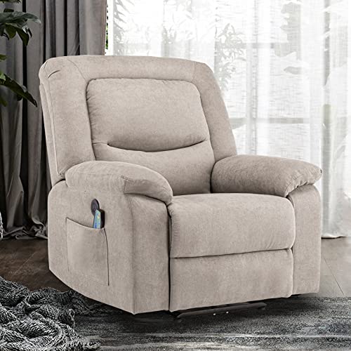 Consofa Fabric Electric Power Recliner Chair, Massage Recliner Chairs With Heat And Usb Charge Port, Microfiber Recliner With Thick Padded Armrest And Backrest For Living Room #TOP8