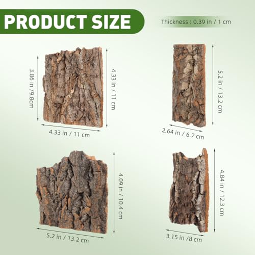 Image of balacoo Terrarium Tree Bark: 4pcs Reptile Bark Decoration Natural Cork Bark Backdrop Reptile Tank Background Leopard Cork Bark - Tarantula Enclosure Accessories