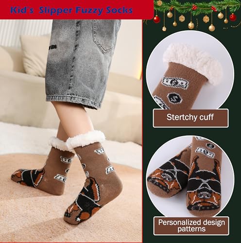Kids FluffySocks Boy Girl Camouflage Soft Thicken Winter Thermal Fleece Fuzzy Non-Skid Children Home Christmas Socks2