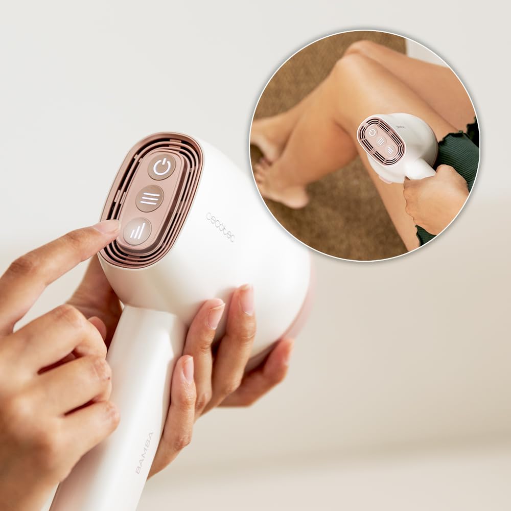 Cecotec Masseur Corporel Anti-Cellulite SkinCare Push Up. 8 têtes de massage interchangeables, 5 modes, 6 niveaux d'intensité, autonomie 1,5 h, design ergonomique, arrêt automatique