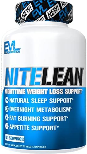 Evlution Night Time Fat Burner Support Nutrition Overnight Sleep and Weight Loss Support Pills with Thermogenic Green Tea and White Kidney Bean Extract - Diet Pills That Support Stubborn Fat Loss