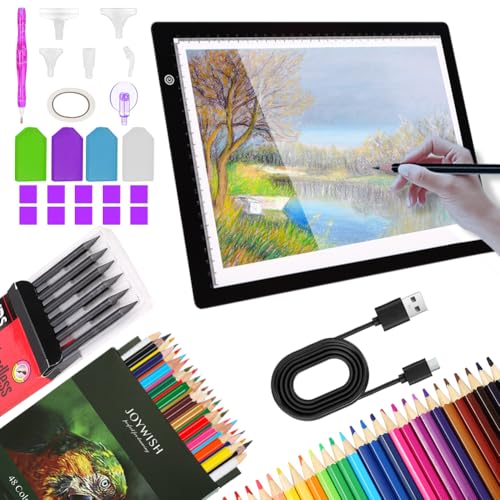 Aozzy Tablero de luz para kits de pintura de diamantes, 78 accesorios de pintura de diamantes, fuente de luz suave alimentada por USB, adecuado para kits de arte de boceto para adultos