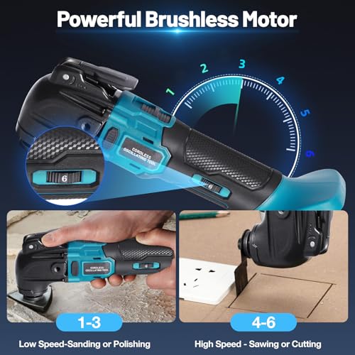 blayram Akku-Multifunktionswerkzeug, Bürstenlose Oszillationswerkzeug für Makitta 18V Li-Ion Akku, 6 einstellbare Geschwindigkeiten, Multitool zum Trennen (Batterien Nicht Enthalten)