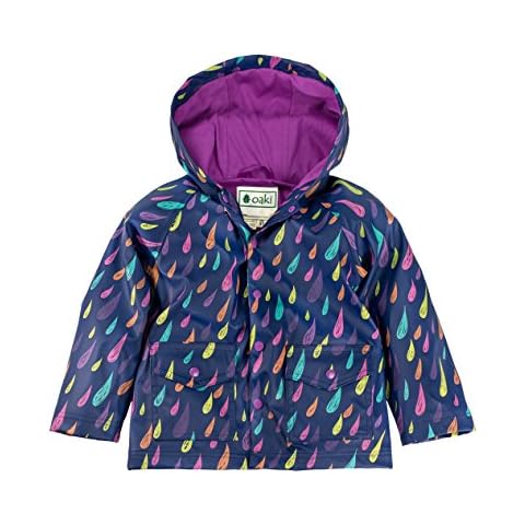 OAKI Toddler and Kids Rain Jacket, Colorful Raindrops 5T Cover
