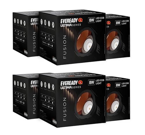 Image of Eveready Ultima Series Fusion, 8W LED COB Light, Warm White (3000K), Rosegold Reflector, Pack of 6